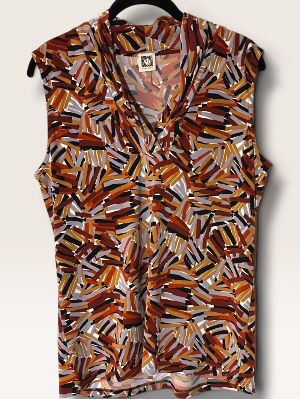 Anne Klein Sleeveless Multicolor Abstract Print Cowl Neck Top Size M